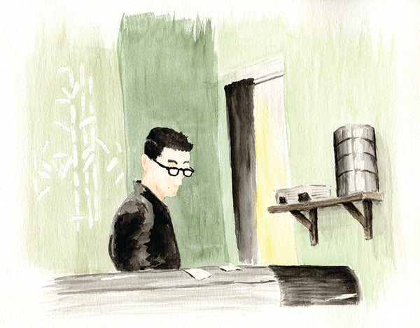 Kuni's Restaurant, Watercolor Portrait of Kuni Sato Kuni's Restaurant, Watercolor Portrait of Kuni Sato