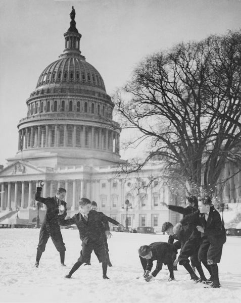 Senate Page Boys Stage, Snow Battle on the Capitol Plaza Senate Page Boys Stage, Snow Battle on the Capitol Plaza