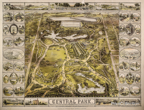 Aerial Map View of Central Park 1863 Aerial Map View of Central Park 1863