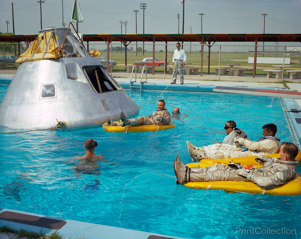 Apollo 1 Astronauts Working by the Pool