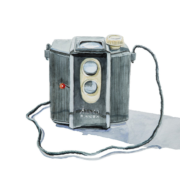 Ansco Panda Camera, Watercolor Painting Ansco Panda Camera, Watercolor Painting