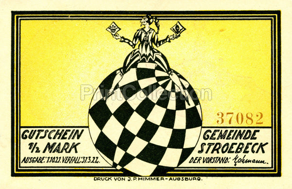 Gutschein 1/2 Mark, Chess Ball with Jester Gutschein 1/2 Mark, Chess Ball with Jester