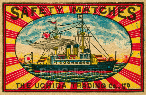 Japanese Battleship with Sunburst, Safety Match Japanese Battleship with Sunburst, Safety Match