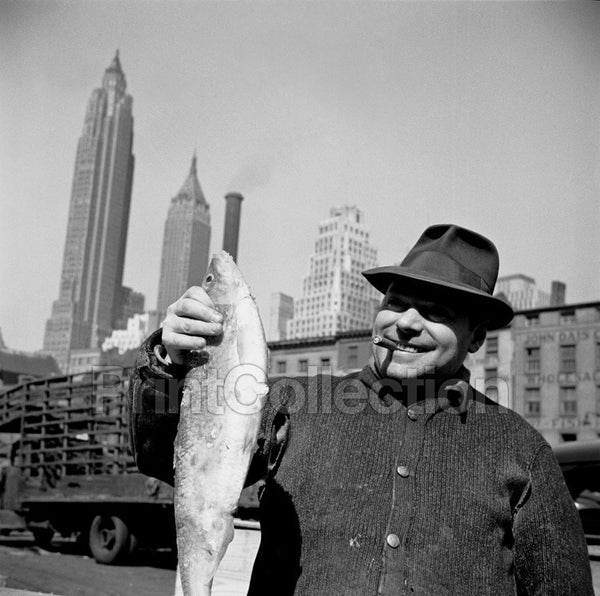 New York, New York. Stevedore Holding Fish New York, New York. Stevedore Holding Fish