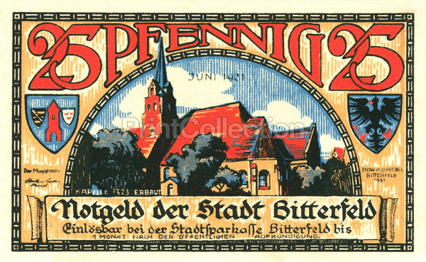 Notgeld de Stadt Bitterfeld, 25 PF Notgeld de Stadt Bitterfeld, 25 PF
