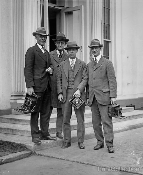 Washington DC, Press Photographers with Cameras on Steps Washington DC, Press Photographers with Cameras on Steps