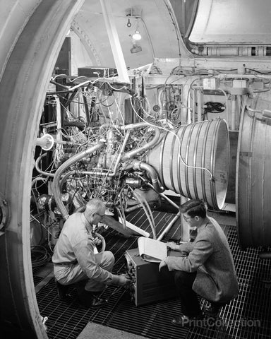 Engineers Working on Pratt and Whitney Rocket Engine