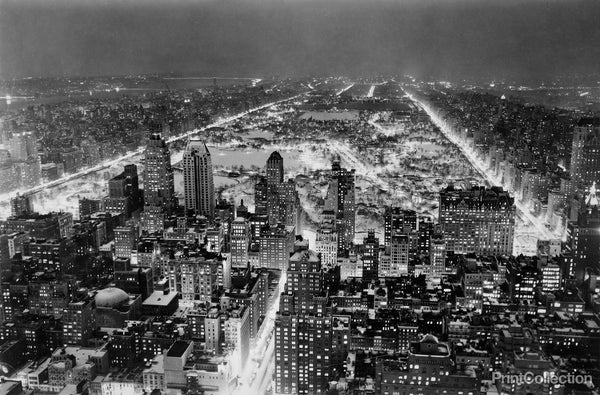 Aerial View of New York City, at Night