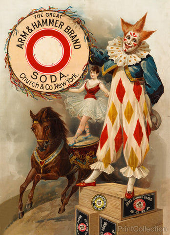 Clown, Horse, Acrobat and Arm & Hammer Brand Soda