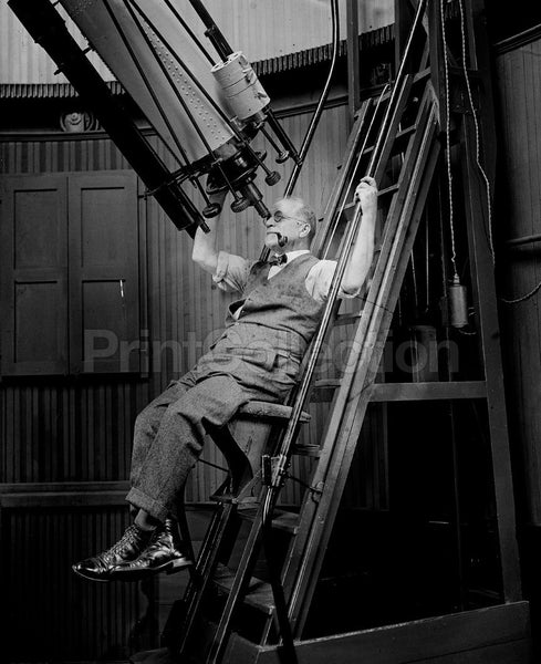 Comfortable, Astronomer David Todd with Telescope, 1924