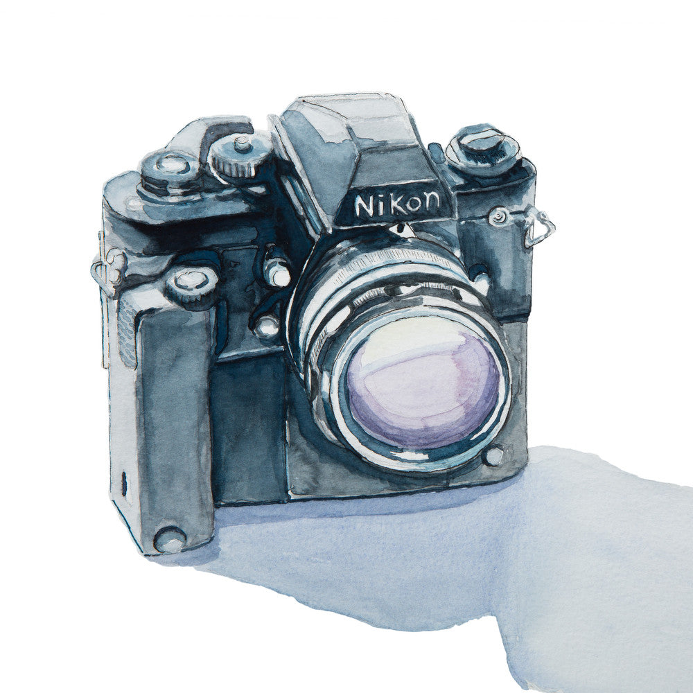 Print Collection   Nikon F3 mm Camera, Watercolor Painting