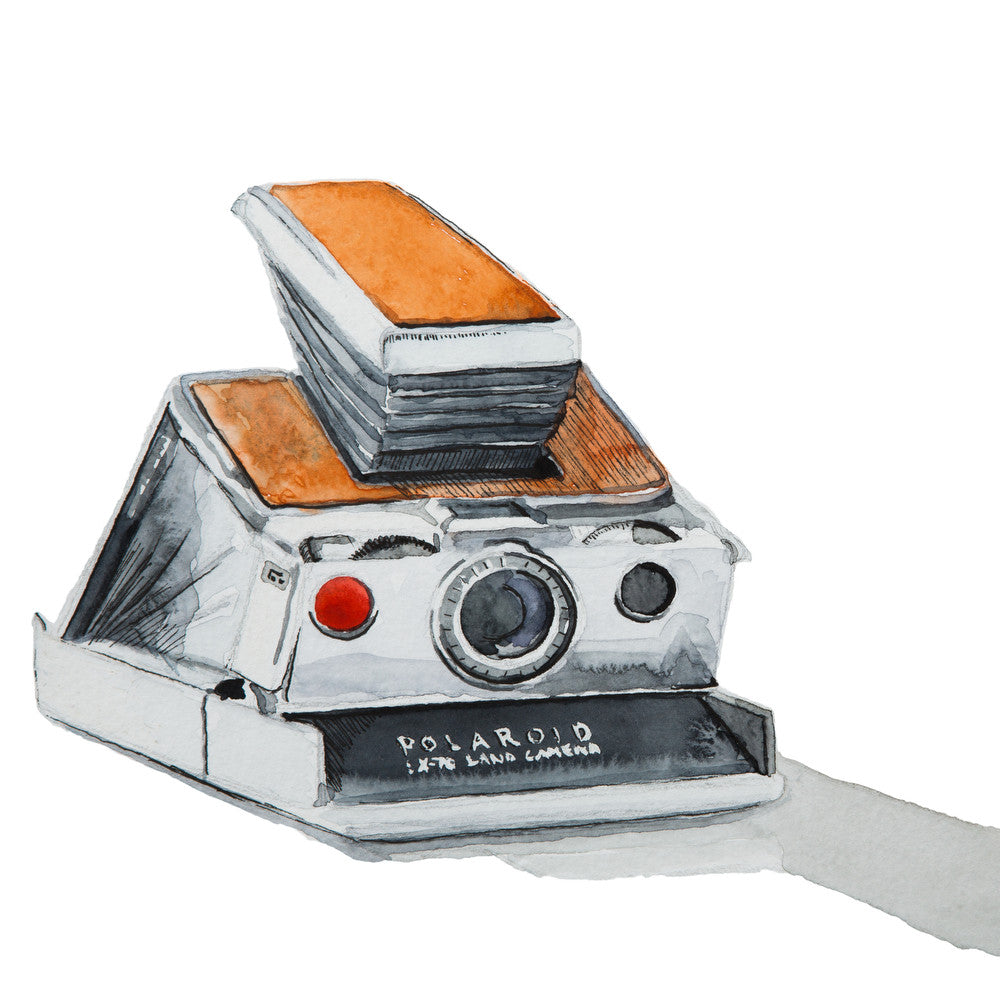 Print Collection Polaroid SX-70 Camera, Watercolor Painting