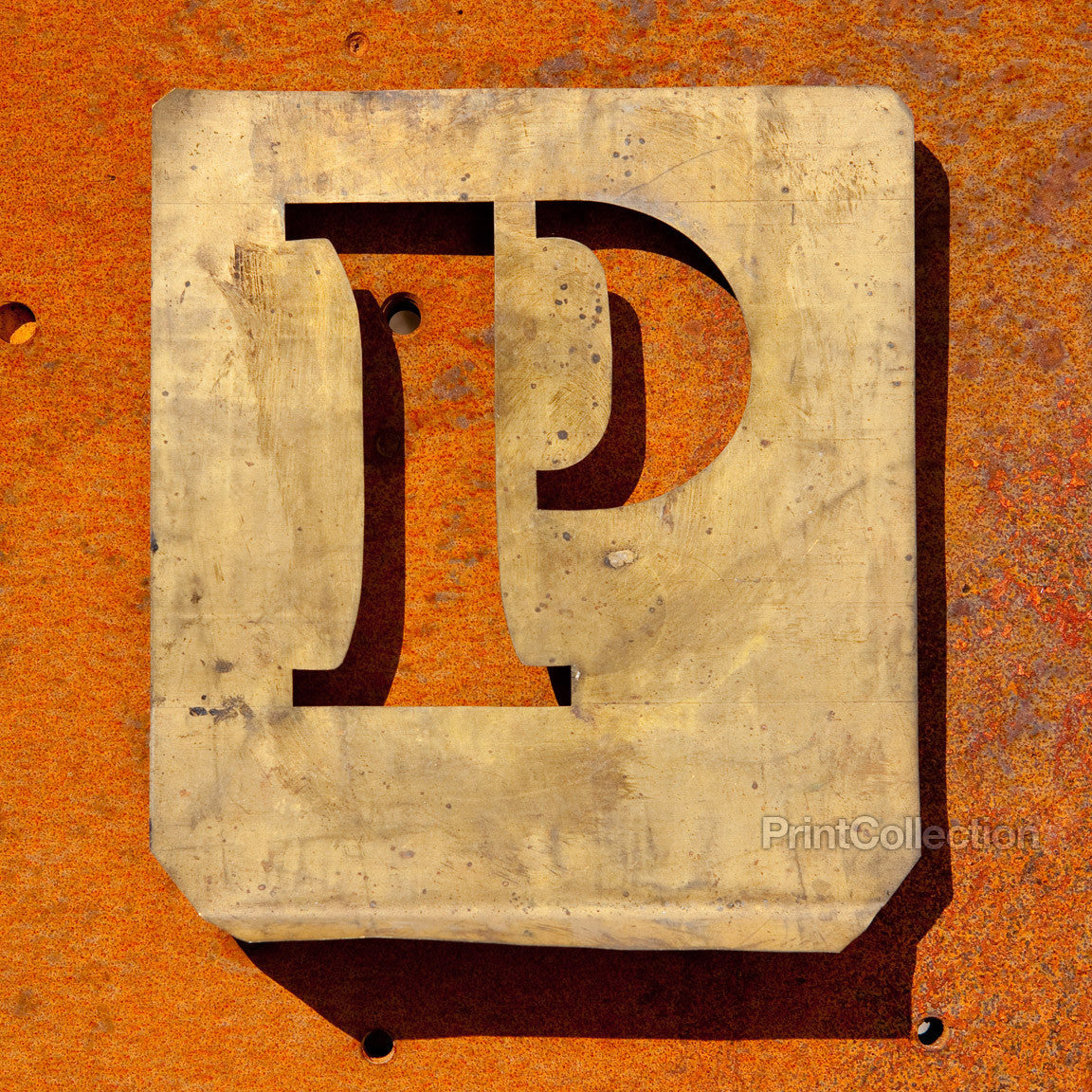 Print Collection - Letter  print-collection-letter-p-copper-type-stencil