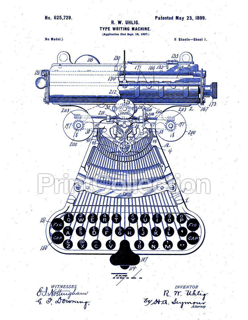 Print Collection - Type Writing Machine, Patented 1899