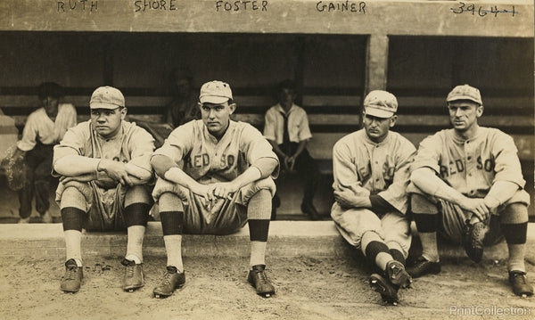 Babe Ruth In Red Sox Uniform Wood Print